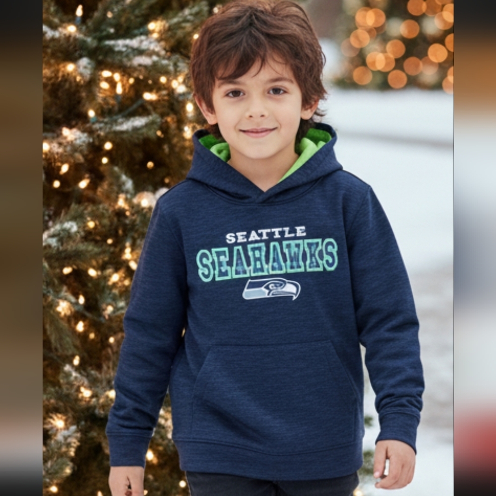 NFL Seattle Seahawks Kids Hoodie - Navy and Lime